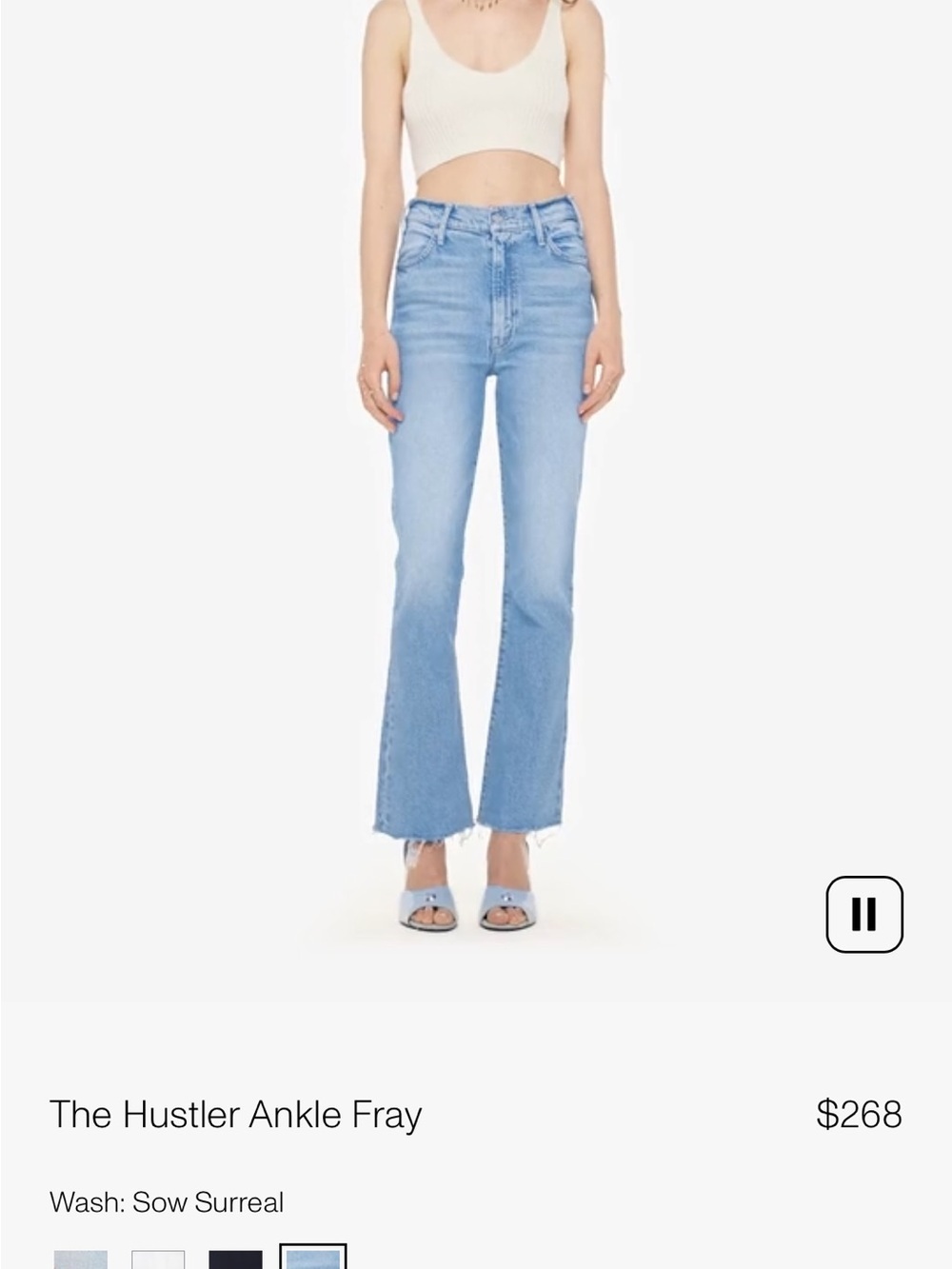 MOTHER the hustler Light Wash Ankle Fray Jeans